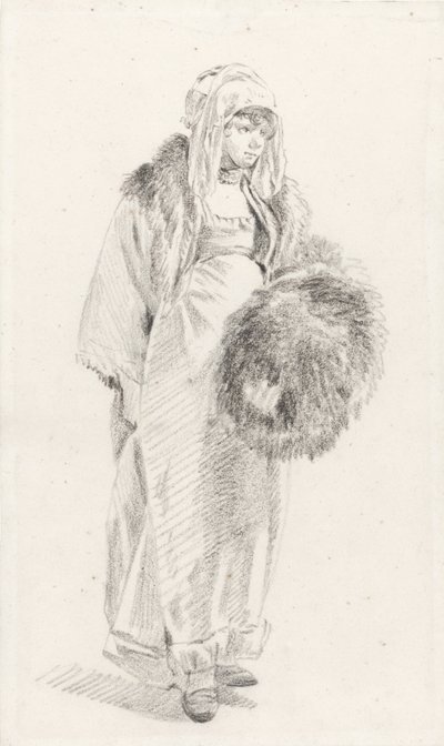Mujer rusa con manguito de piel, entre 1758 y 1761 de Jean Baptiste Le Prince