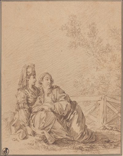 Dos rusos sentados en el paisaje de Jean Baptiste Le Prince
