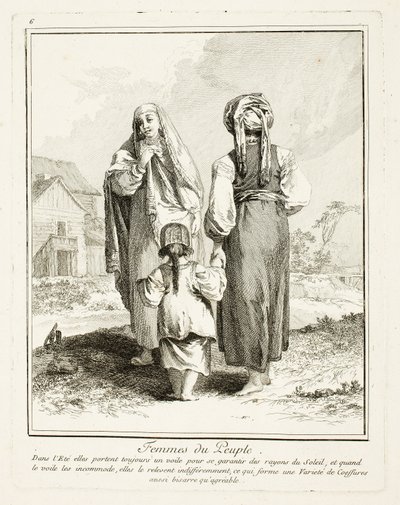 Mujeres del pueblo, lámina seis de Divers Habillements des Peuples du Nord de Jean Baptiste Le Prince