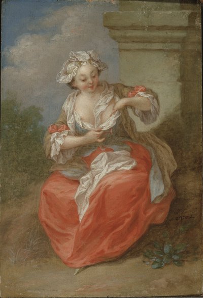 Joven persiguiendo pulgas, c.1750 (óleo sobre lienzo) de Jean Baptiste Lebel