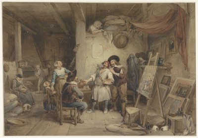 Adriaen Brouwer con su alumno J. van Craesbeek de Jean Baptiste Madou