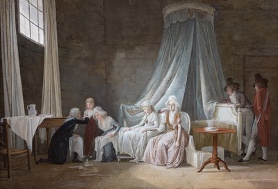 Madame Royale curada por Brunier el 24 de enero de 1793. La familia real en la prisión del Temple de Jean Baptiste Mallet