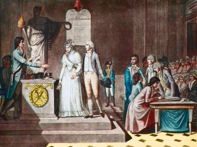El matrimonio republicano (después de la aguafuerte de Jean-Baptiste Mallet) - siglo XVIII de Jean Baptiste Mallet