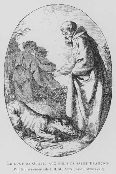 El Lobo de Gubbio a los pies de San Francisco de Asís de Jean Baptiste Marie (after) Pierre