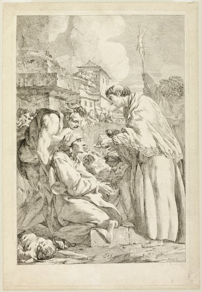 San Carlos Borromeo bendiciendo a los apestados de Jean Baptiste Marie Pierre