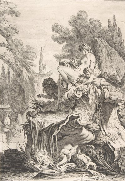 La Ninfa Sentada Une fontaine avec une naïade assise sur une conque, ca. 1740 de Jean Baptiste Marie Pierre