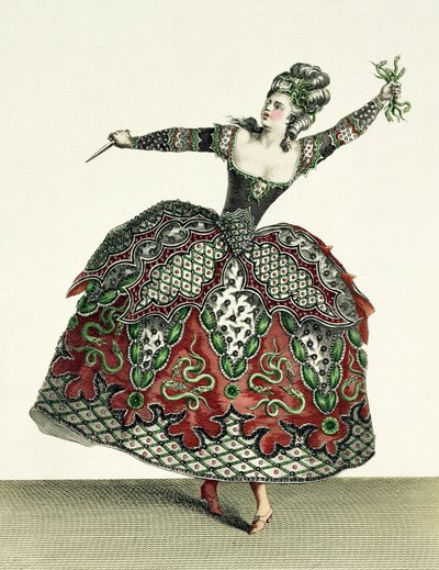Disfraz de una Furia en Ifigenia en Tauris y varias otras óperas, grabado por René Gaillard (c.1710-90) c.1780 de Jean Baptiste Martin