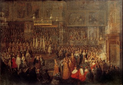 Coronación de Luis XV en la Catedral de Reims el 25/10/1722 de Jean Baptiste Martin