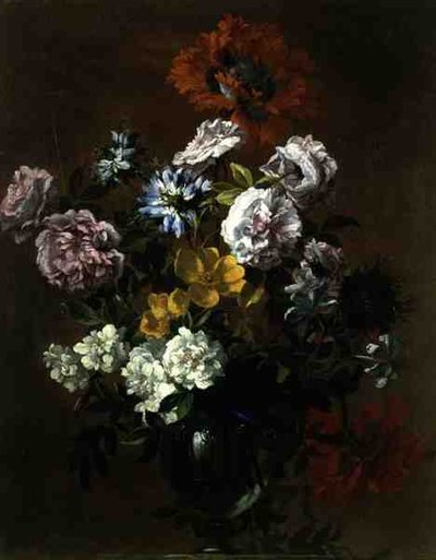 Naturaleza muerta de flores en un jarrón de vidrio de Jean Baptiste Monnoyer