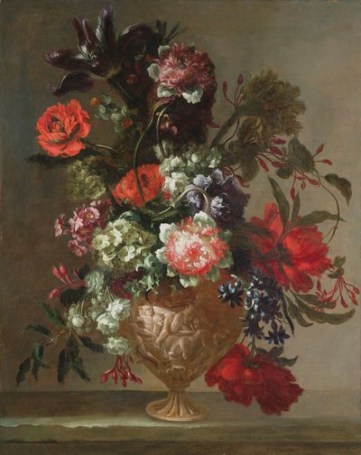 Bodegón de flores en un jarrón esculpido de Jean Baptiste Monnoyer
