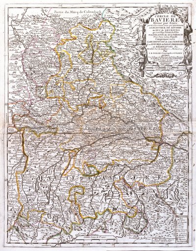 Mapa de Baviera (Alemania) (Grabado) de Jean Baptiste Nolin