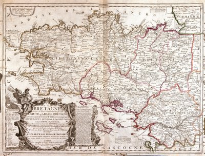 Mapa de Bretaña (Francia) de Jean Baptiste Nolin