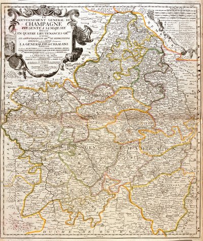 Mapa de Champaña (Francia) de Jean Baptiste Nolin