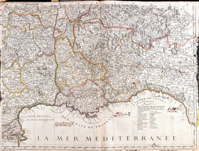 Mapa de Dauphine y Provenza (Francia) de Jean Baptiste Nolin