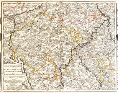 Mapa de Luxemburgo y diócesis de Tréveris (Alemania) de Jean Baptiste Nolin