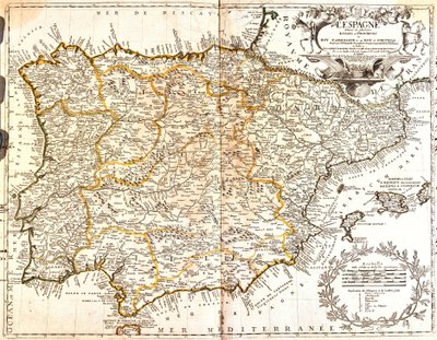 Mapa de España y Portugal de Jean Baptiste Nolin
