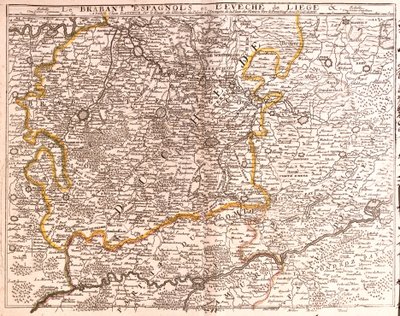 Mapa del Brabante Español (Brabante Flamenco y Valón) y la diócesis de Lieja (Bélgica) de Jean Baptiste Nolin
