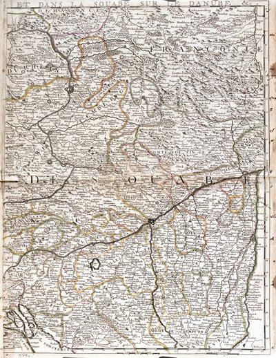 Mapa de Suabia (Alemania) (Grabado) de Jean Baptiste Nolin