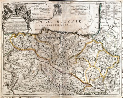 Mapa de la provincia de Vizcaya (España) y el reino de Navarra (Francia) de Jean Baptiste Nolin