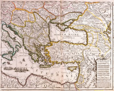 Mapa del Mediterráneo Oriental y países del Mar Negro, Turquía y las provincias de Asia Menor de Jean Baptiste Nolin