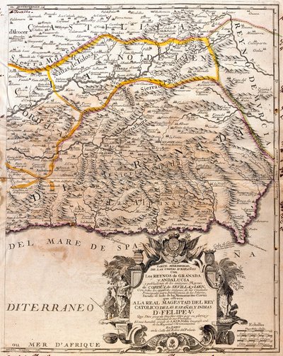Mapa de la provincia de Granada (España) de Jean Baptiste Nolin