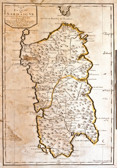 Mapa del Reino de Cerdeña (Italia) de Jean Baptiste Nolin