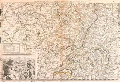 Mapa del área alrededor del Rin (Alemania, Suiza, Francia) de Jean Baptiste Nolin