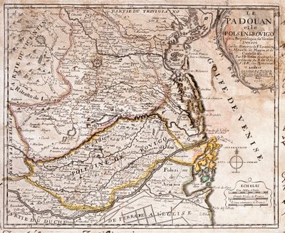 Mapa del área de Padua y Polesine (Italia) de Jean Baptiste Nolin