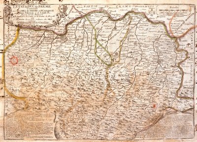 Mapa del área de Parma (Italia) de Jean Baptiste Nolin