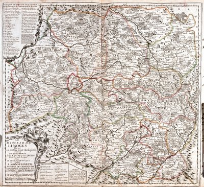 Mapa de la diócesis de Limoges (Francia) de Jean Baptiste Nolin