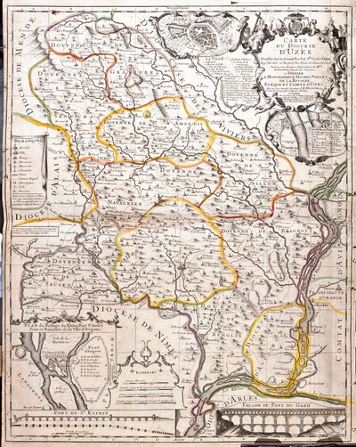Mapa de la diócesis de Uzès (Francia) (Grabado) de Jean Baptiste Nolin