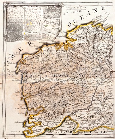 Mapa del Reino de Galicia (España) de Jean Baptiste Nolin