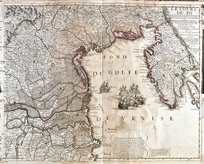 Mapa de la desembocadura del Po en Italia (Grabado) de Jean Baptiste Nolin