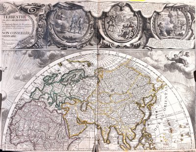 Mapa del hemisferio norte del mundo de Jean Baptiste Nolin
