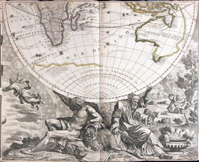 Mapa del hemisferio sur del mundo de Jean Baptiste Nolin