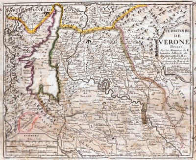 Mapa del territorio de Verona (Véneto, Italia) (grabado) de Jean Baptiste Nolin