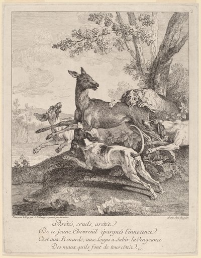 Un Ciervo Atacado por Perros de Jean Baptiste Oudry