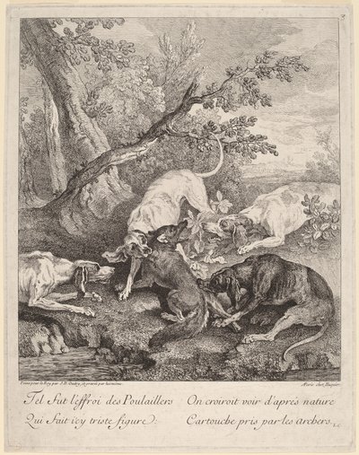Un zorro atacado por perros de Jean Baptiste Oudry