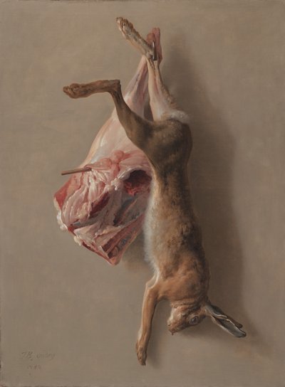 Una liebre y una pierna de cordero, 1742 de Jean Baptiste Oudry