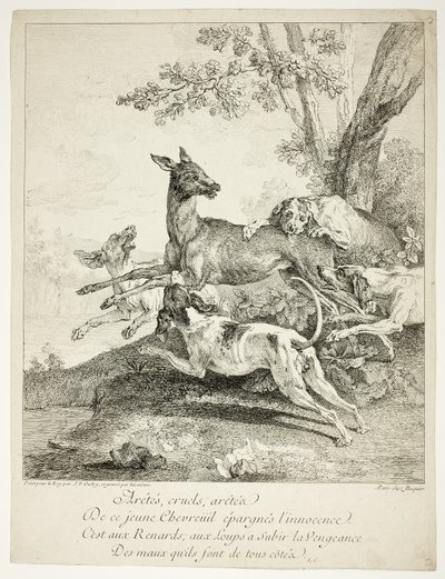 Ciervos atacados por perros de Jean Baptiste Oudry