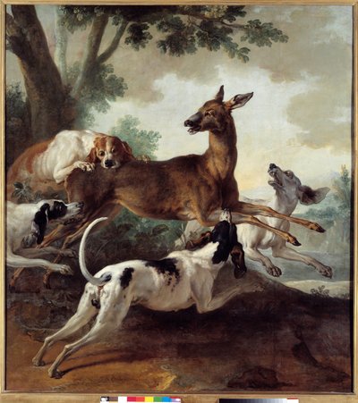 Ciervo perseguido por perros. Escena de caza de Jean Baptiste Oudry