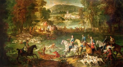 Caza en el estanque de Saint-Jean en el bosque de Compiègne, antes de 1734 de Jean Baptiste Oudry