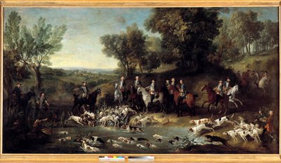 El rey Luis XV cazando ciervos en el bosque de Saint Germain en 1730 de Jean Baptiste Oudry