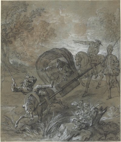 La Rancune en camilla, abatido en el lodazal de Jean Baptiste Oudry