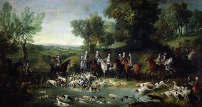 Luis XV (1710-1774) cazando ciervos en el bosque de Saint-Germain, 1730 de Jean Baptiste Oudry
