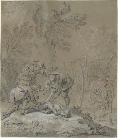 Ragotin atado por los padres del loco de Jean Baptiste Oudry