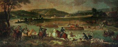Caza de ciervos en el Oise a la vista de Compiegne, cerca de Royallieu, 1737 de Jean Baptiste Oudry