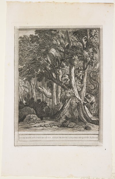El Dragón de Muchas Cabezas, Fábula XII, c. 1753-1755 de Jean Baptiste Oudry