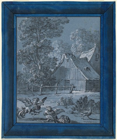 La perdiz y los gallos de Jean Baptiste Oudry