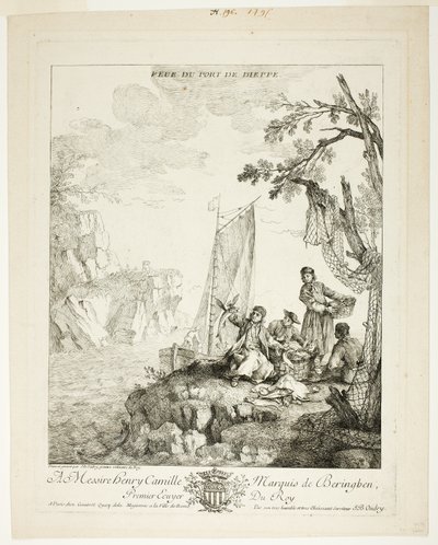 Vista del puerto de Dieppe de Jean Baptiste Oudry